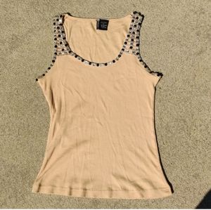 90s y2k Beige Embellished Tank Top